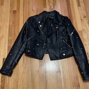 Black Moto Jacket with star embellishments